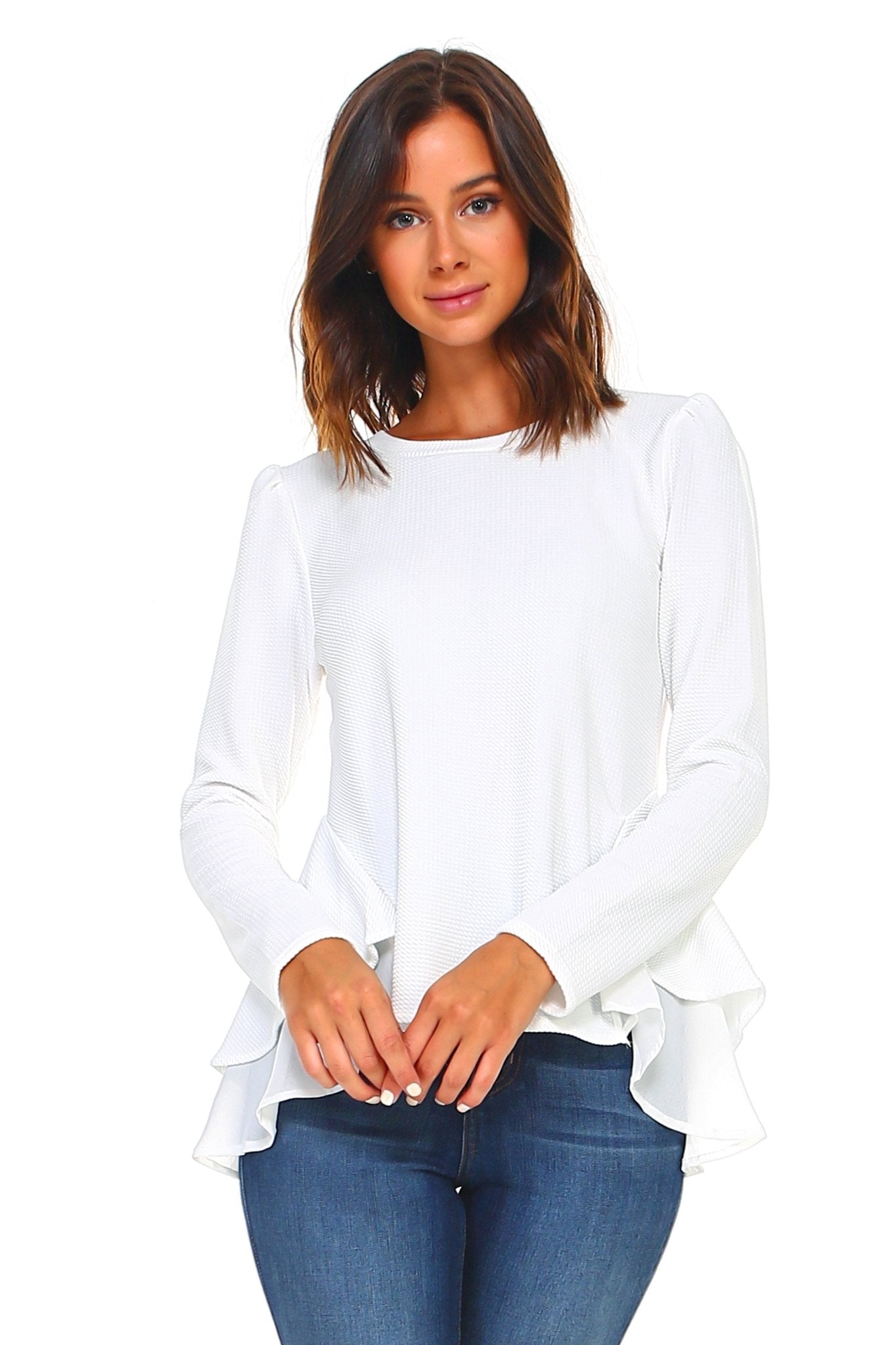 Women's Long Sleeve Ruffle Top - Bubble Girl