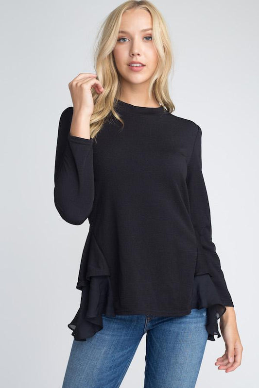 Women's Long Sleeve Ruffle Top - Bubble Girl