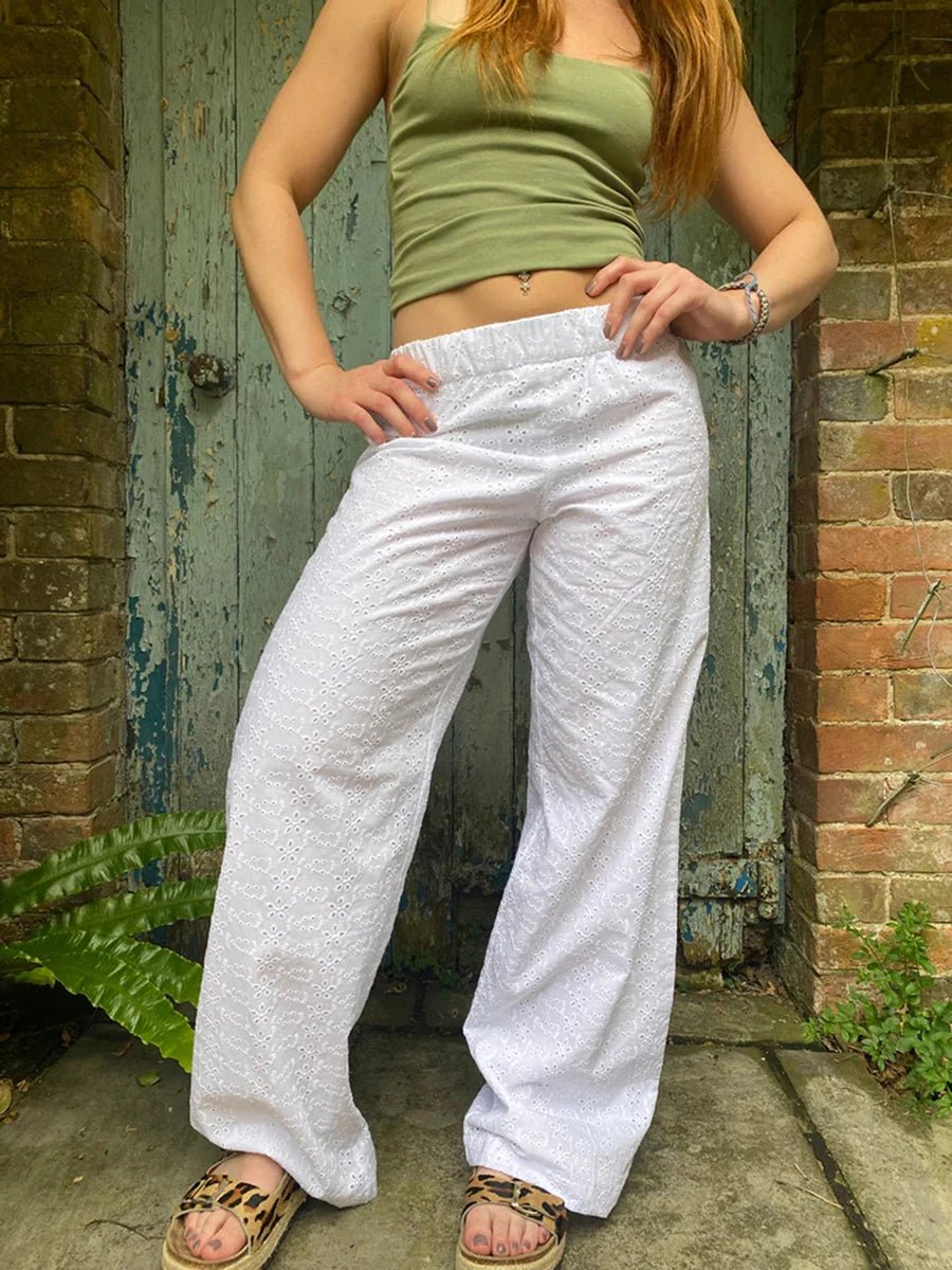 Women’s Lounge Pants Elastic Waist Comfy Wide Leg - Bubble Girl